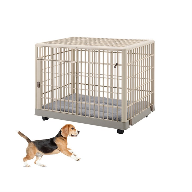 Muovinen sisätilojen lemmikkieläinten häkki ovella ja pyörillä